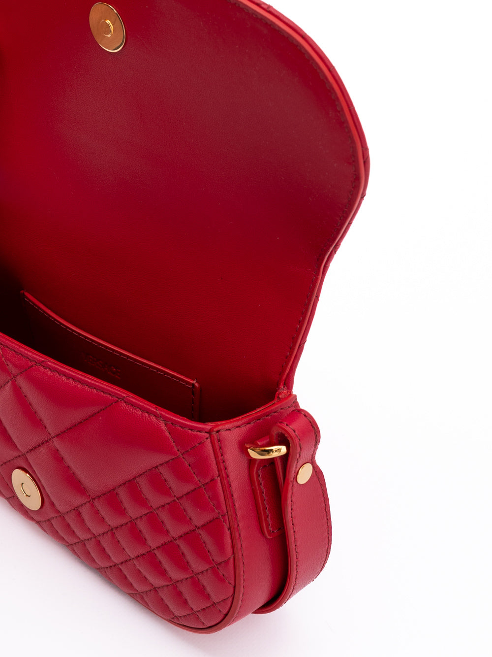 Borsa a tracolla in pelle trapuntata rossa Versace
