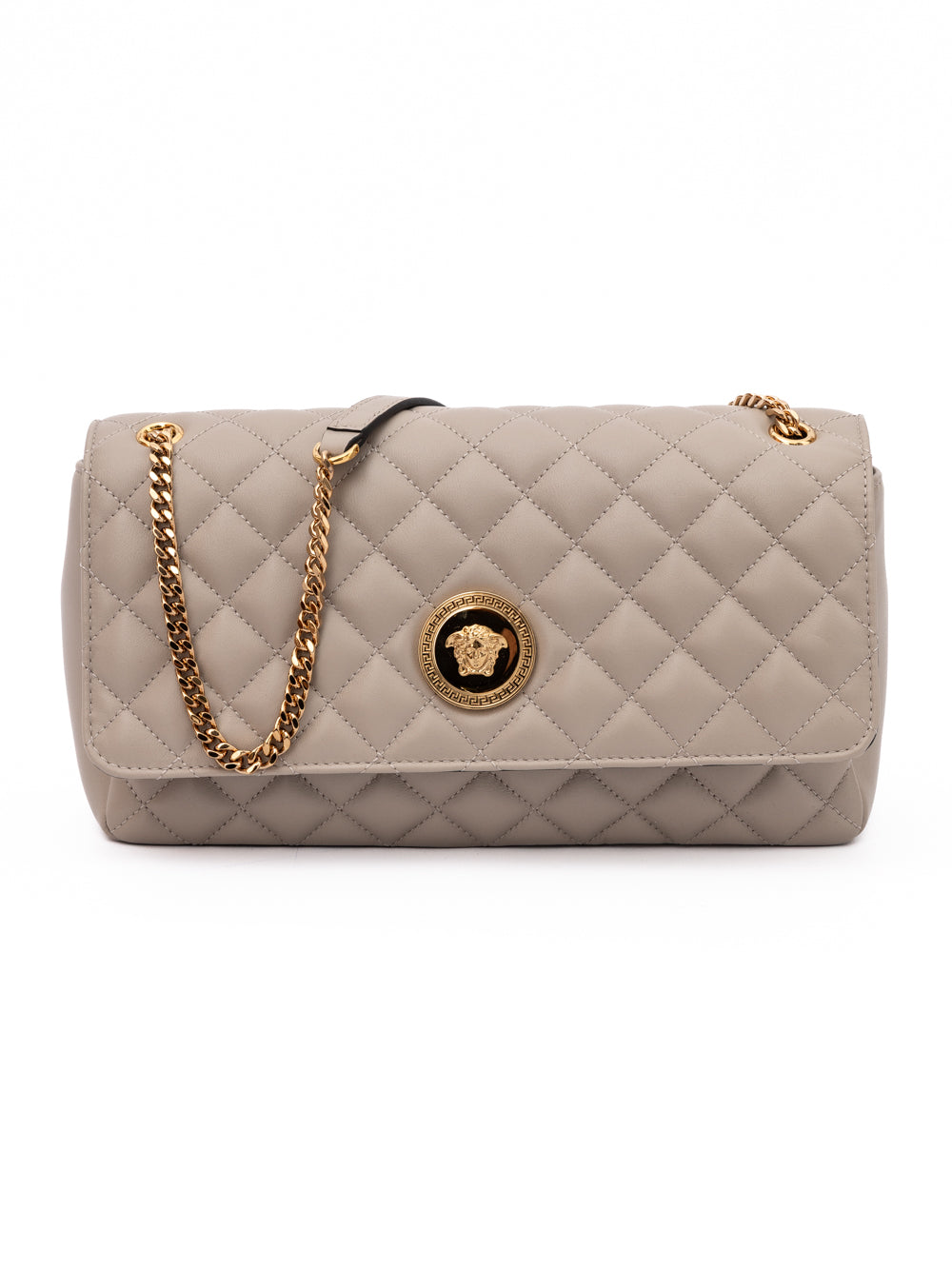 Borsa a Tracolla Versace in Pelle Trapuntata Color Tortora