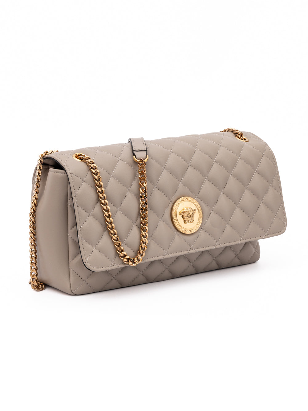 Borsa a Tracolla Versace in Pelle Trapuntata Color Tortora
