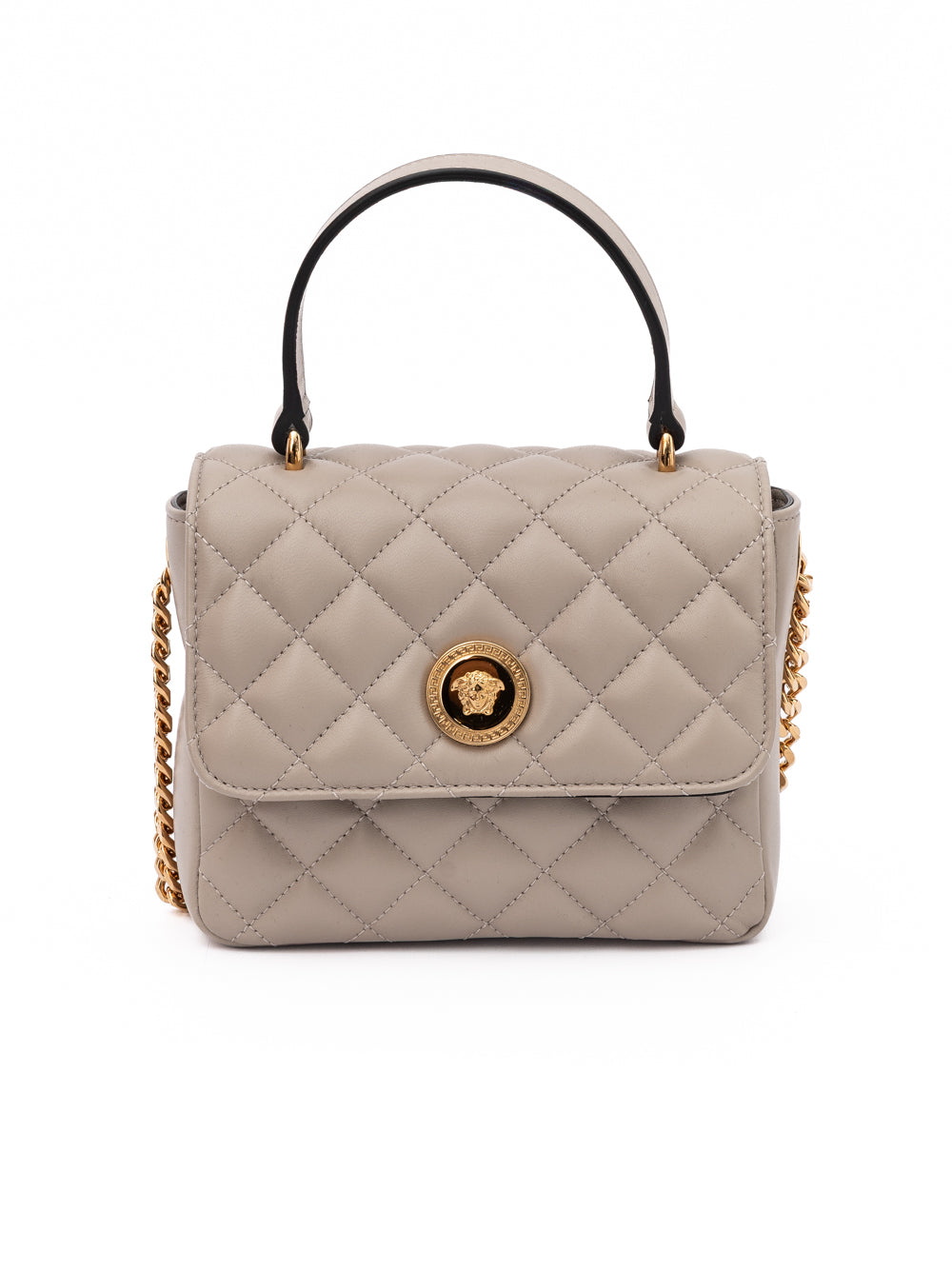 Borsa Versace in pelle trapuntata color talpa