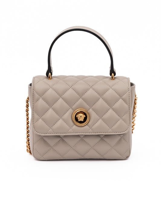 Borsa Versace in pelle trapuntata color talpa