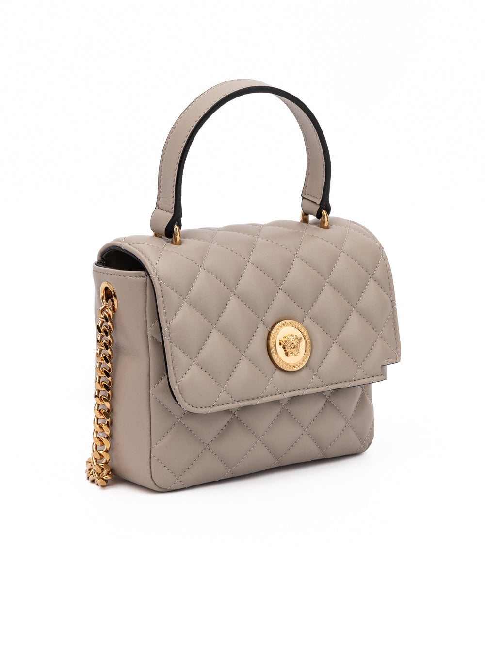Borsa Versace in pelle trapuntata color talpa
