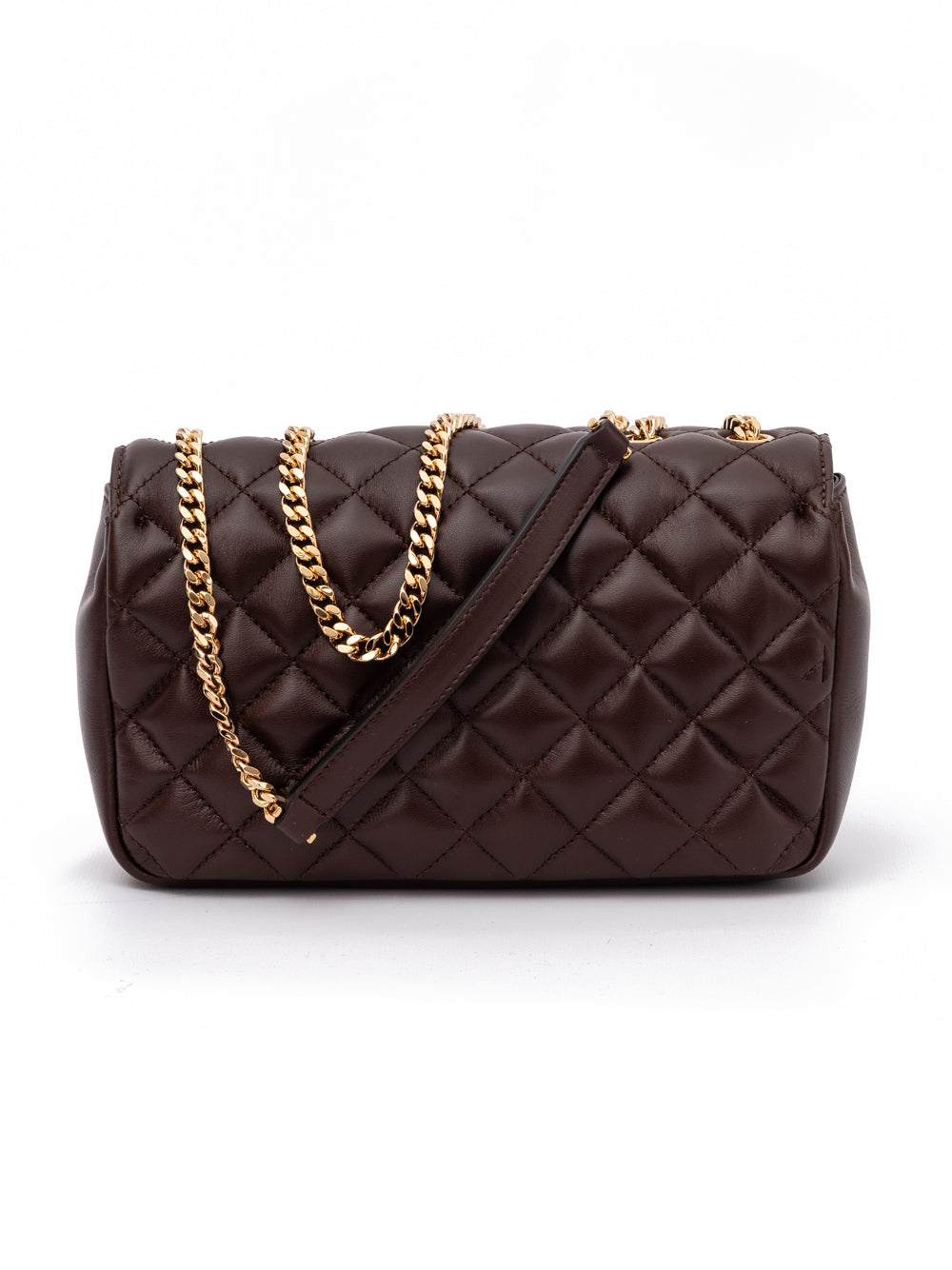 Borsa a tracolla Versace in pelle trapuntata marrone
