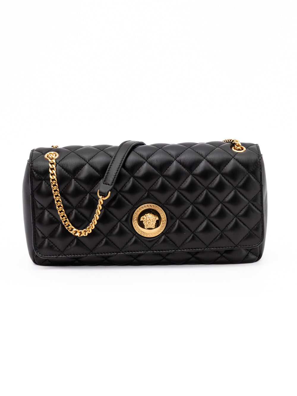 Borsa Versace con tracolla in pelle trapuntata nera