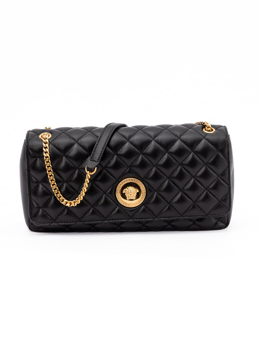 Borsa Versace con tracolla in pelle trapuntata nera