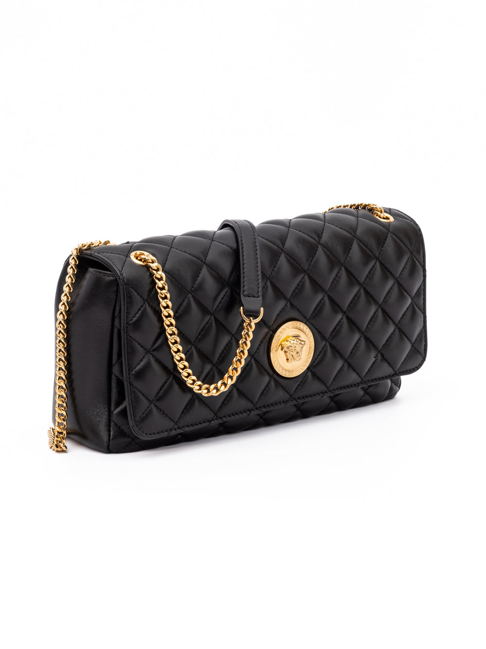 Borsa Versace con tracolla in pelle trapuntata nera