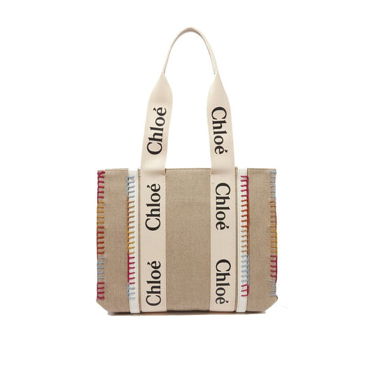 Borsa tote Chloé in lino beige