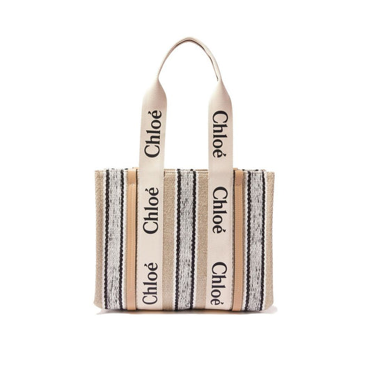 Borsa tote Chloé in lino beige