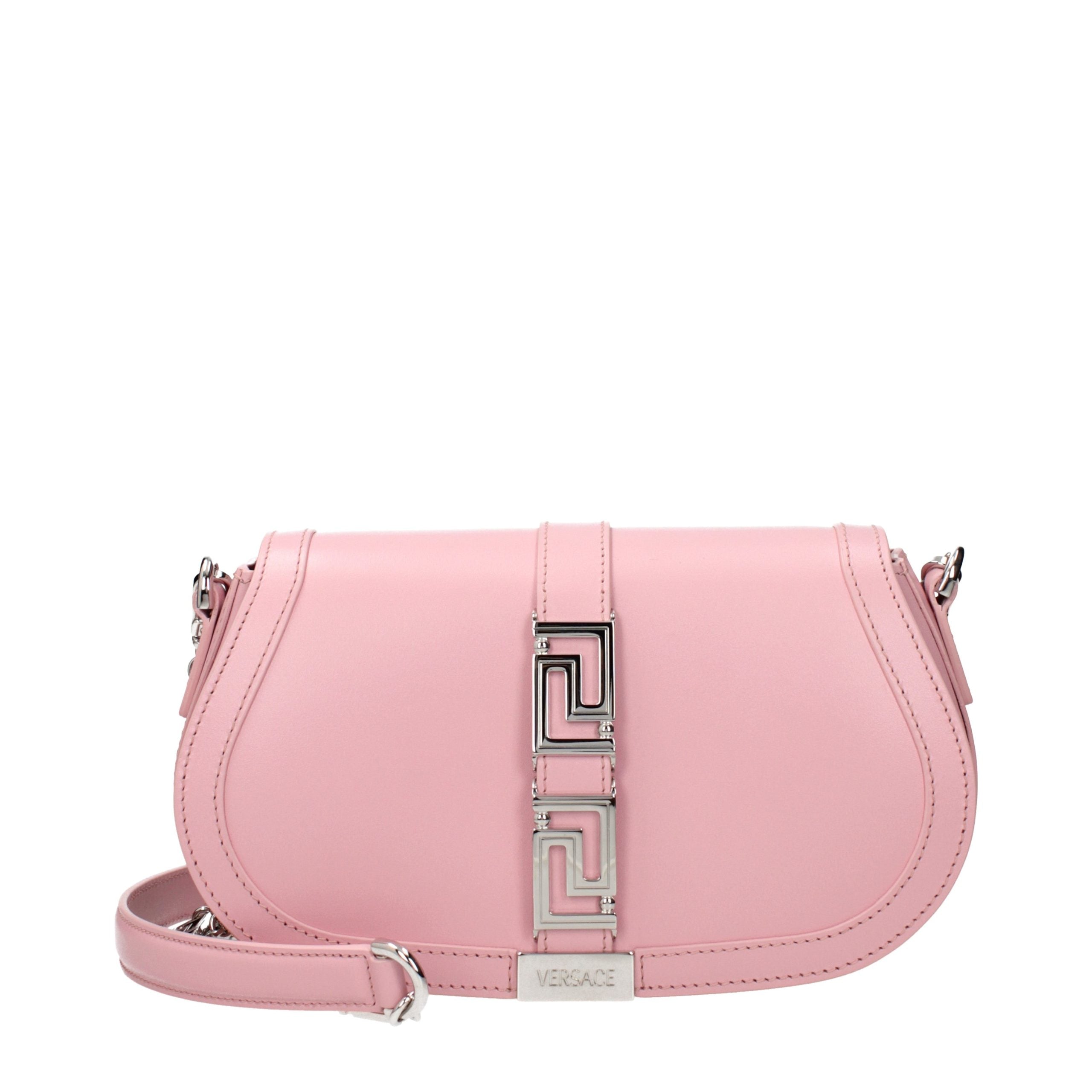 Borsa a spalla in pelle rosa Versace