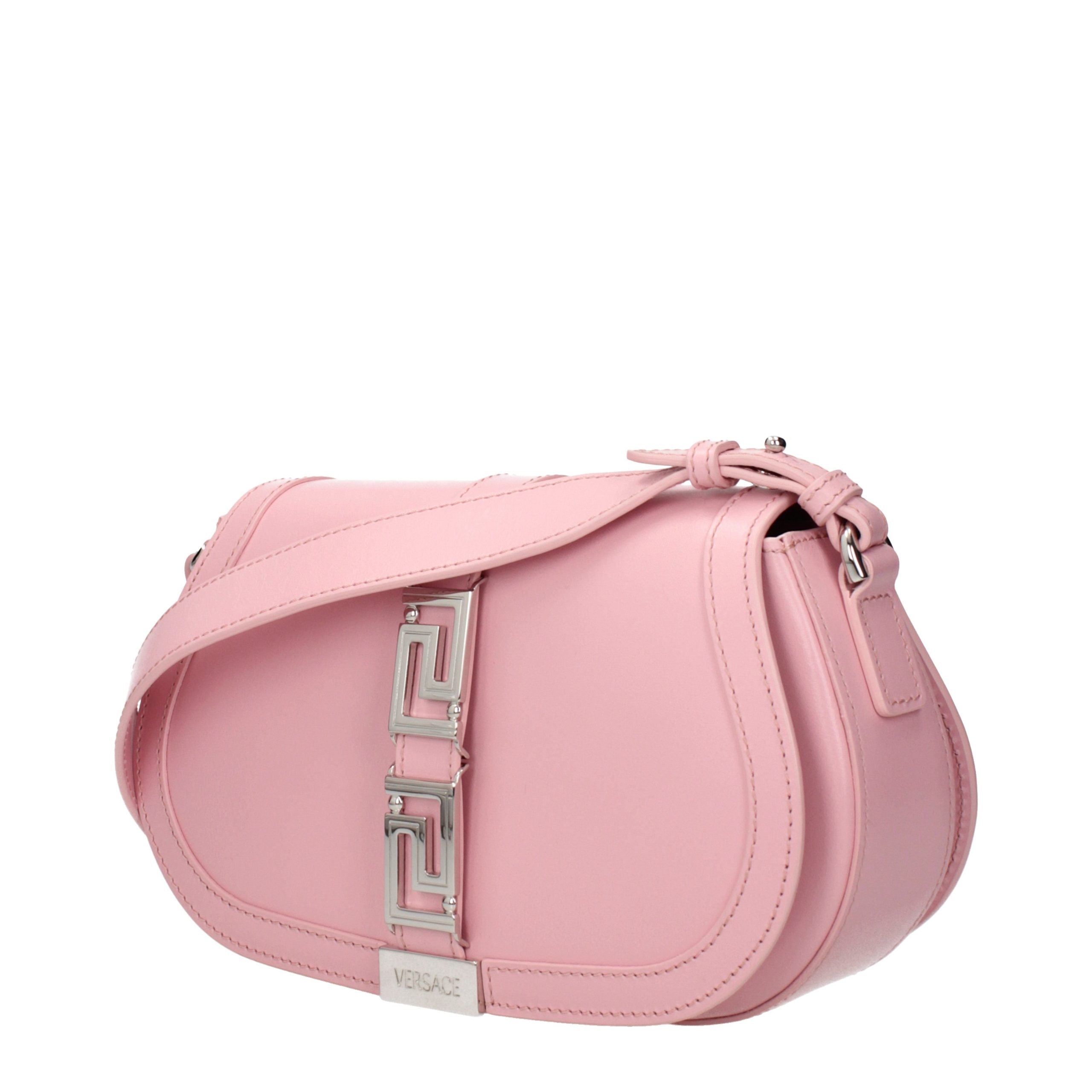Borsa a spalla in pelle rosa Versace