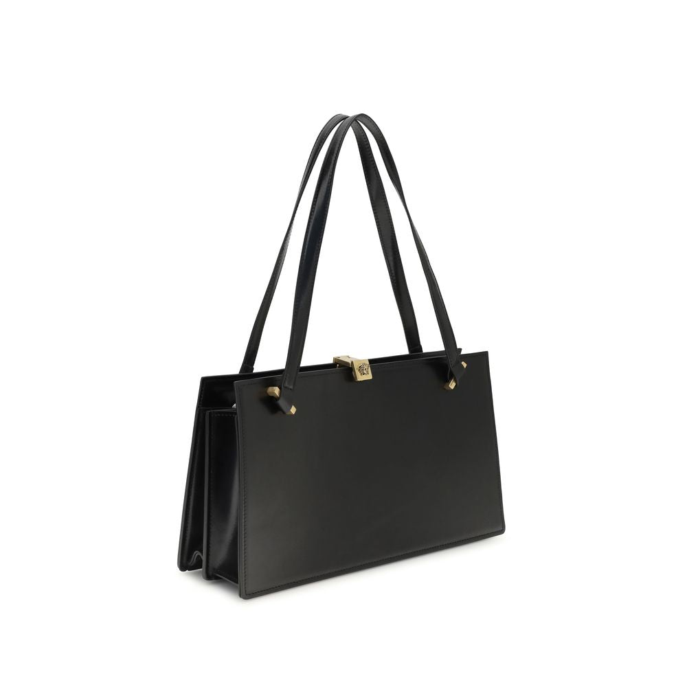 Borsa a Spalla Versace Nera in Pelle di Vitello Bos Taurus