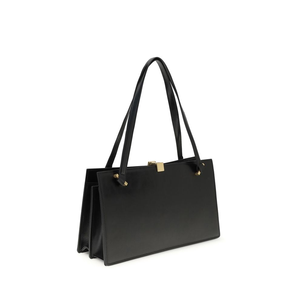 Borsa a Spalla Versace Nera in Pelle di Vitello Bos Taurus
