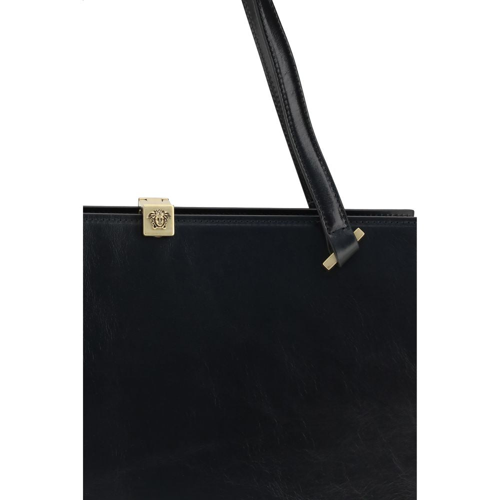 Borsa a Spalla Versace Nera in Pelle di Vitello Bos Taurus