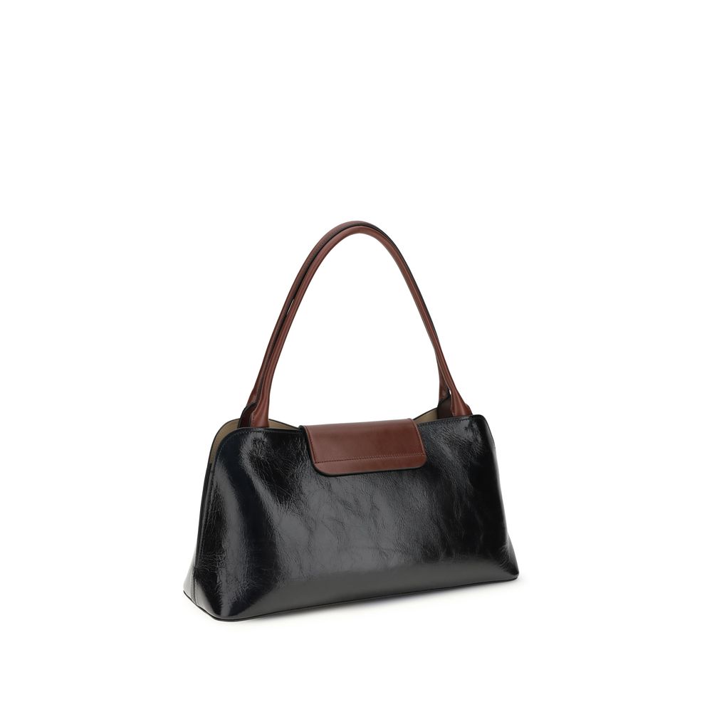 Borsa a Spalla Versace Nera in Pelle di Vitello Bos Taurus