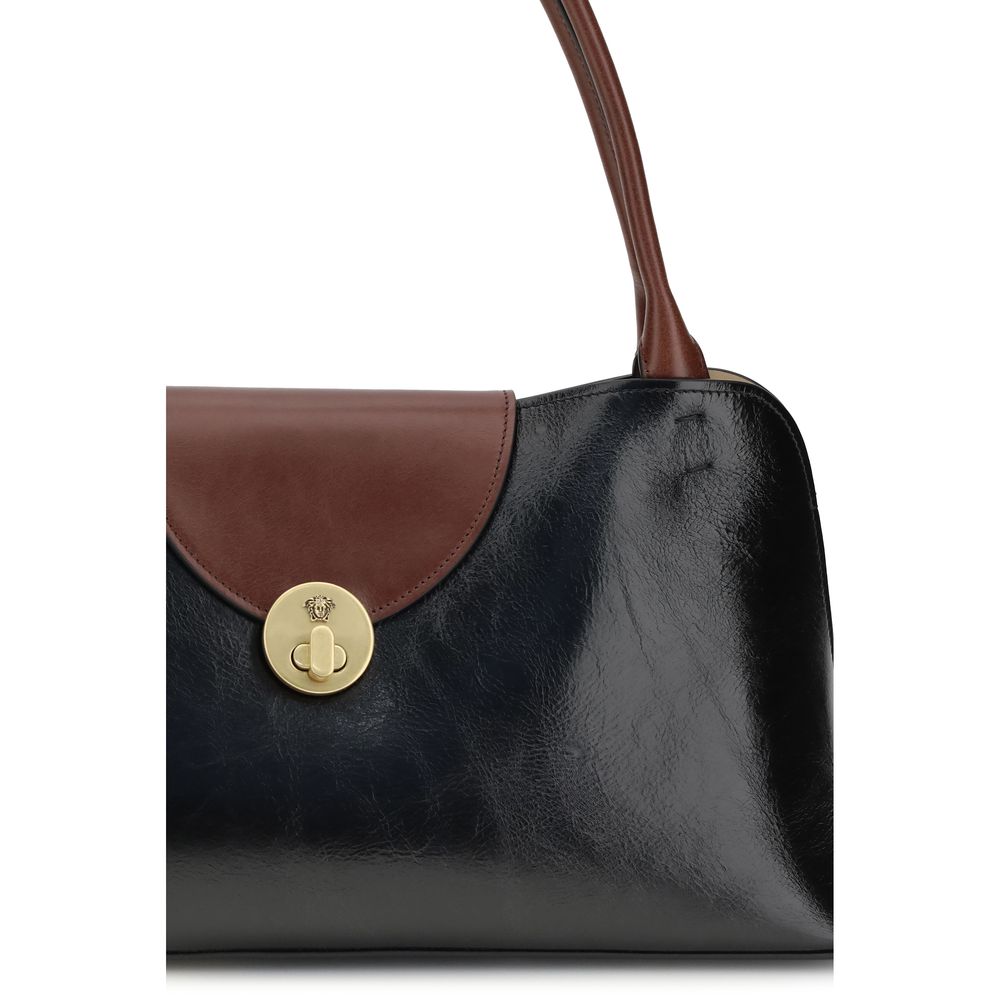 Borsa a Spalla Versace Nera in Pelle di Vitello Bos Taurus