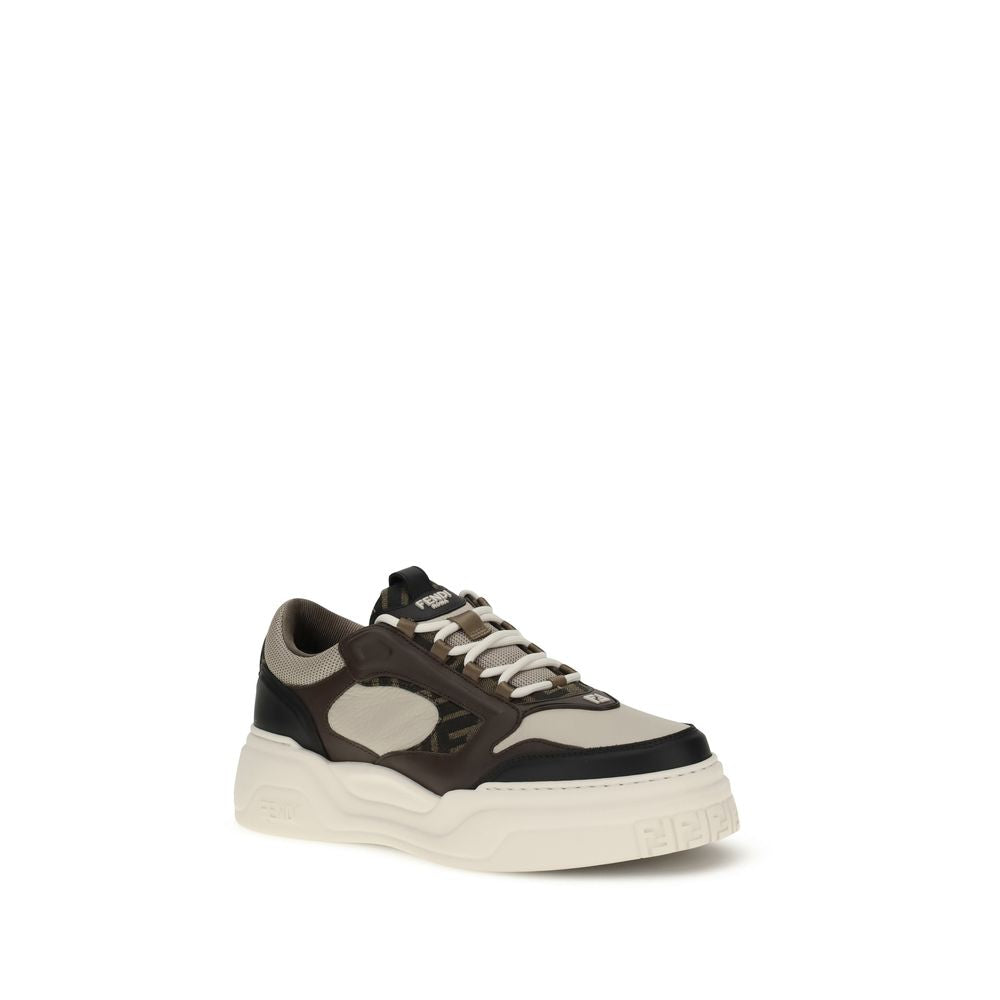 Baskets Chunky Fendi en Cuir de Veau Noir Bos Taurus