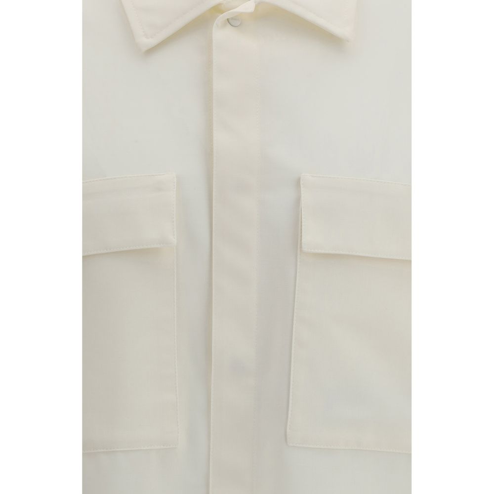 Chemise à manches courtes en polyester beige LAMINAR