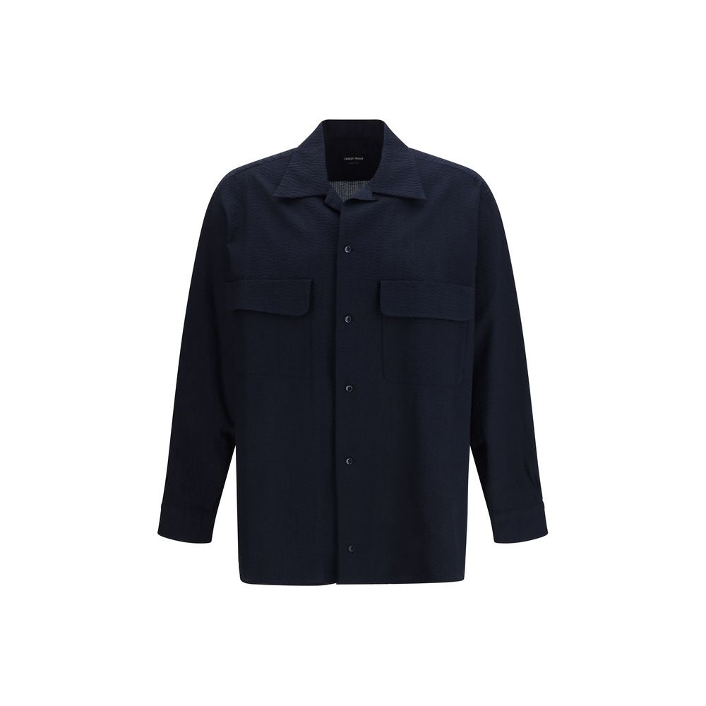Chemise en coton bleu Giorgio Armani