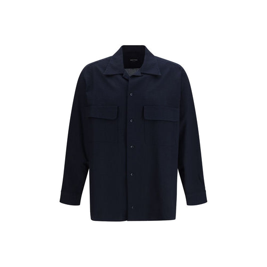 Camicia blu di cotone Giorgio Armani