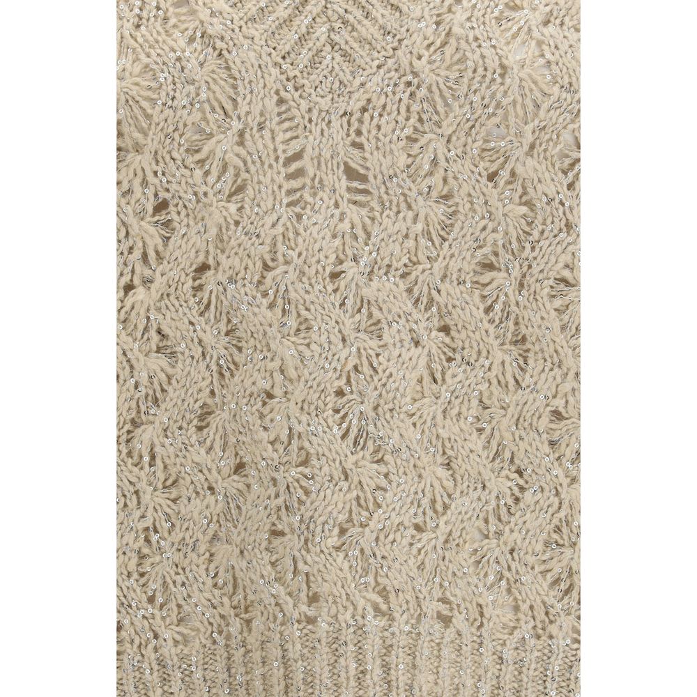 Pull sans manches Brunello Cucinelli en soie beige
