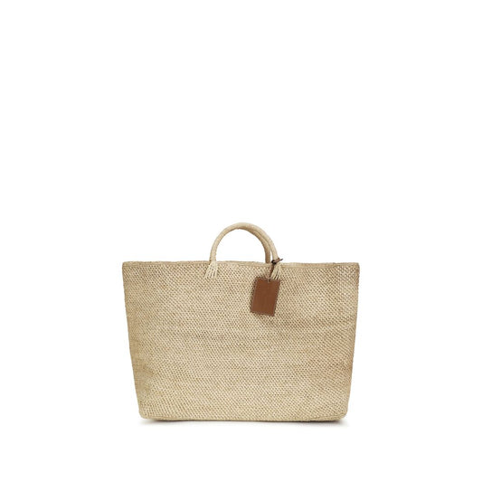 Manebí Borsa a mano in rafia beige