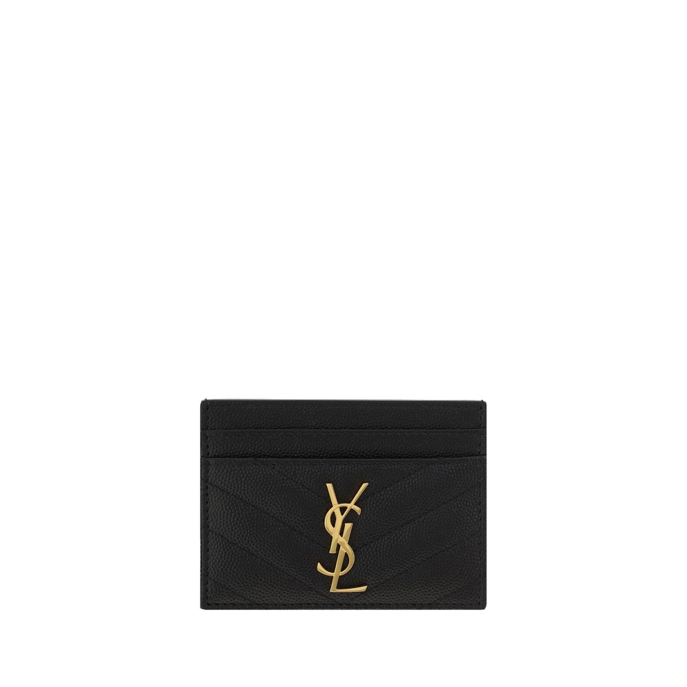 Portefeuille Saint Laurent en Cuir de Veau Noir Bos Taurus