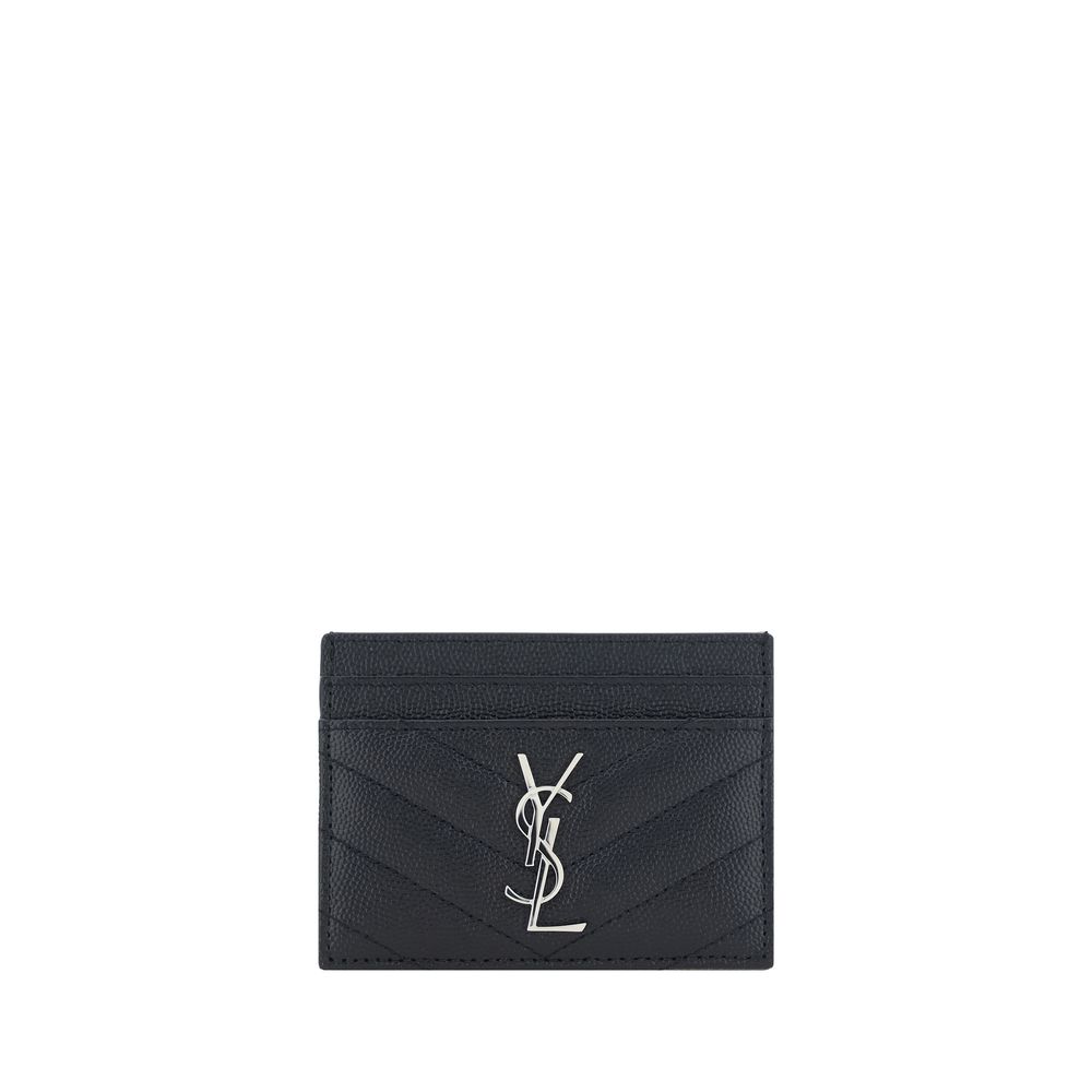 Portefeuille Saint Laurent en Cuir de Veau Noir Bos Taurus