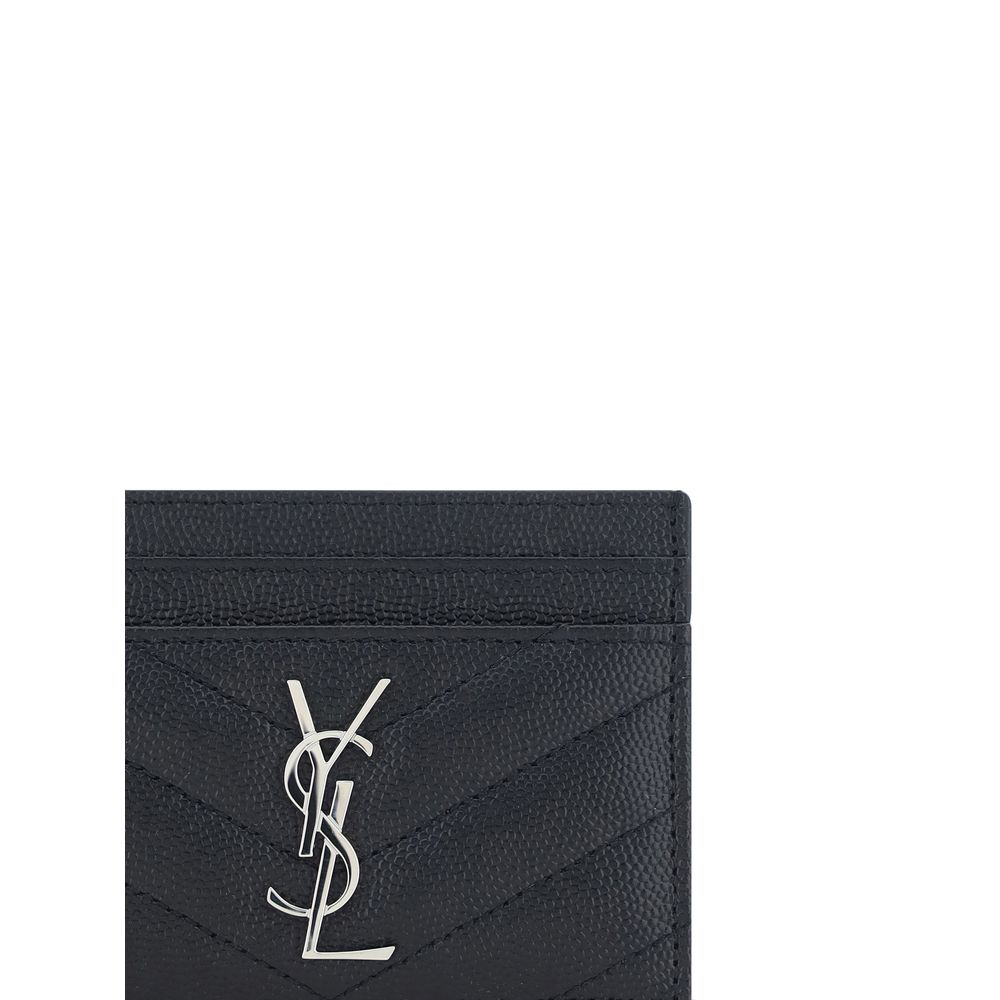 Portefeuille Saint Laurent en Cuir de Veau Noir Bos Taurus