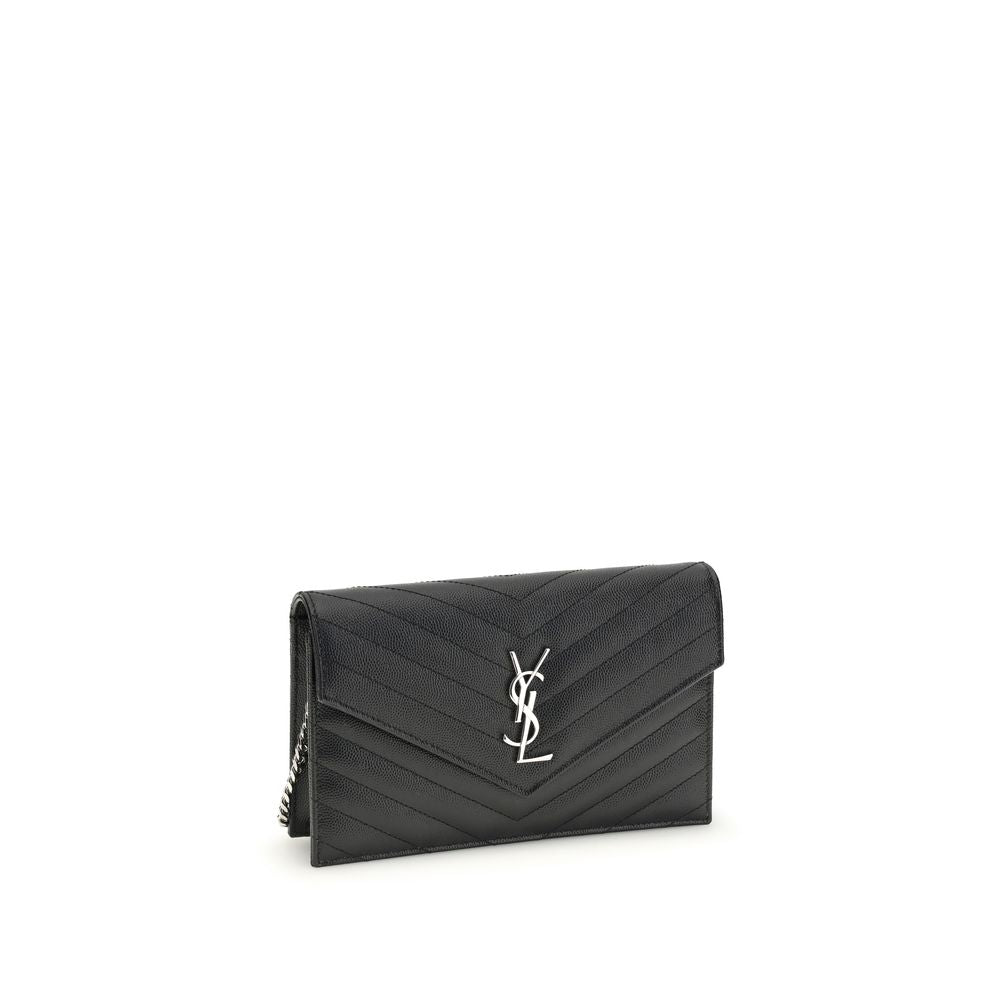 Portefeuille Saint Laurent en Cuir de Veau Noir Bos Taurus