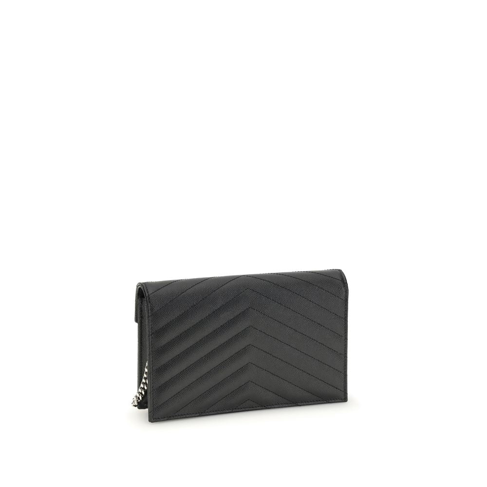 Portefeuille Saint Laurent en Cuir de Veau Noir Bos Taurus