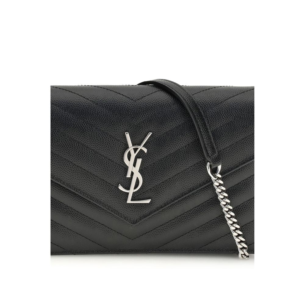 Portefeuille Saint Laurent en Cuir de Veau Noir Bos Taurus