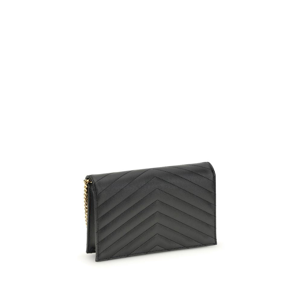 Portefeuille Saint Laurent en Cuir de Veau Noir Bos Taurus