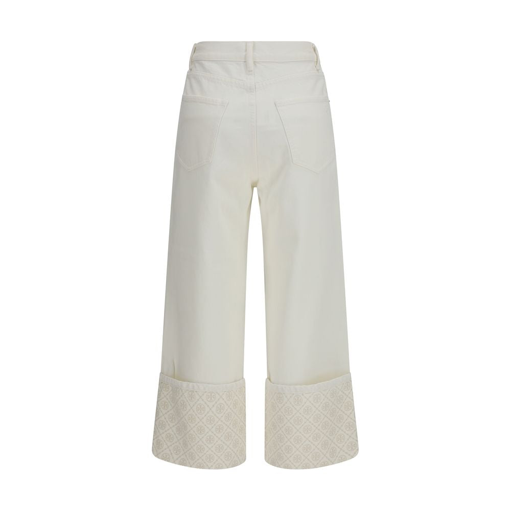 Jean droit en coton blanc Tory Burch