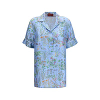 Gucci Blue Silk Pattern Shirt