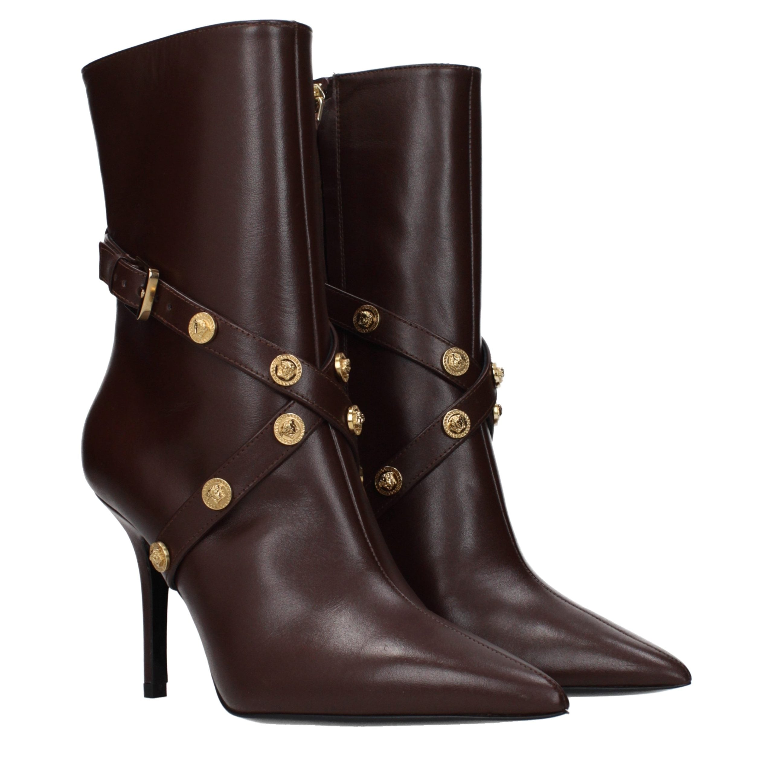 Stivaletti Versace in pelle marrone