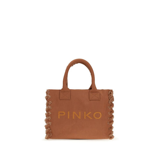 PINKO Borsa a Tracolla in Cotone Marrone