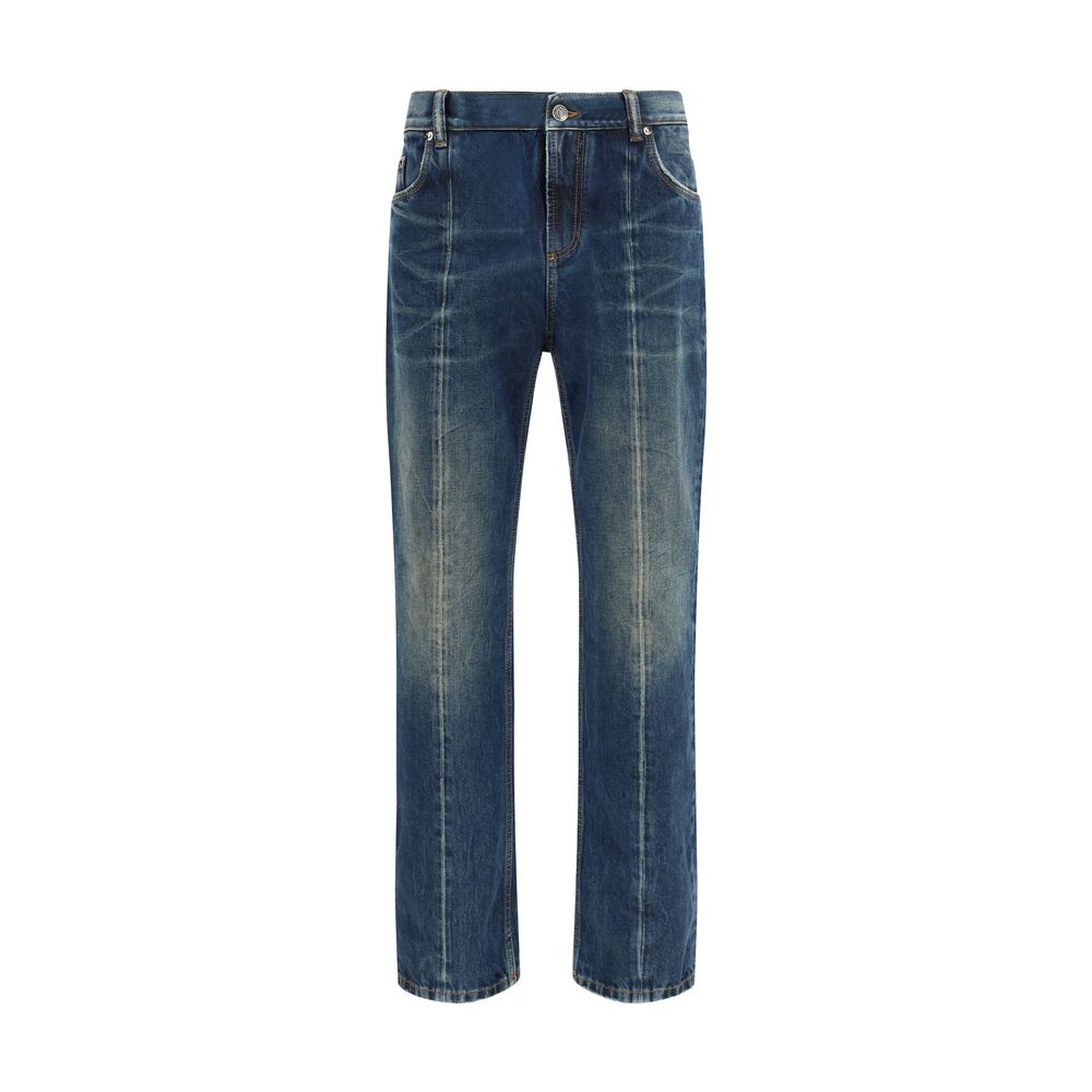 Jeans dritti Versace Blue Cotton