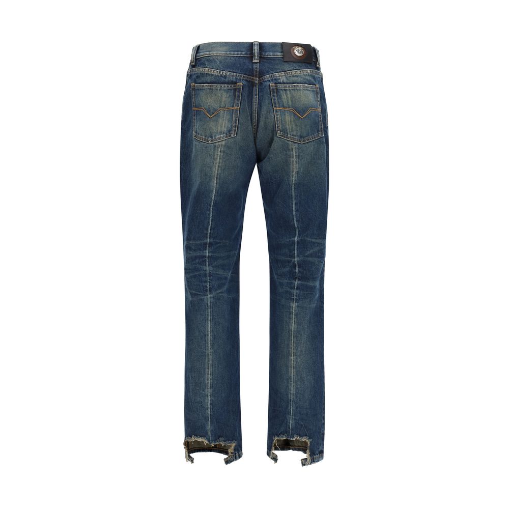 Jeans dritti Versace Blue Cotton
