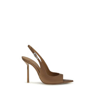 LE SILLA Brown Silk Stiletto Heel Sandals