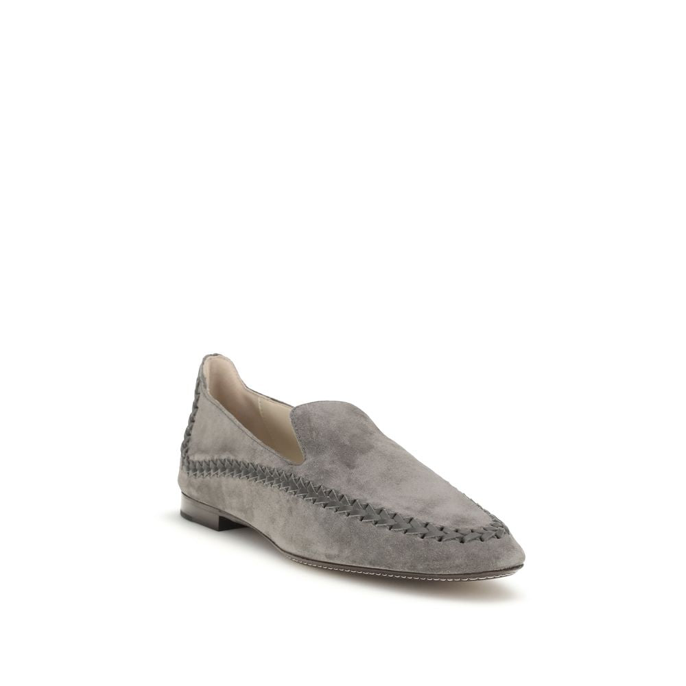 Mocassini slip-on Giorgio Armani in pelle di vitello grigia Bos Taurus