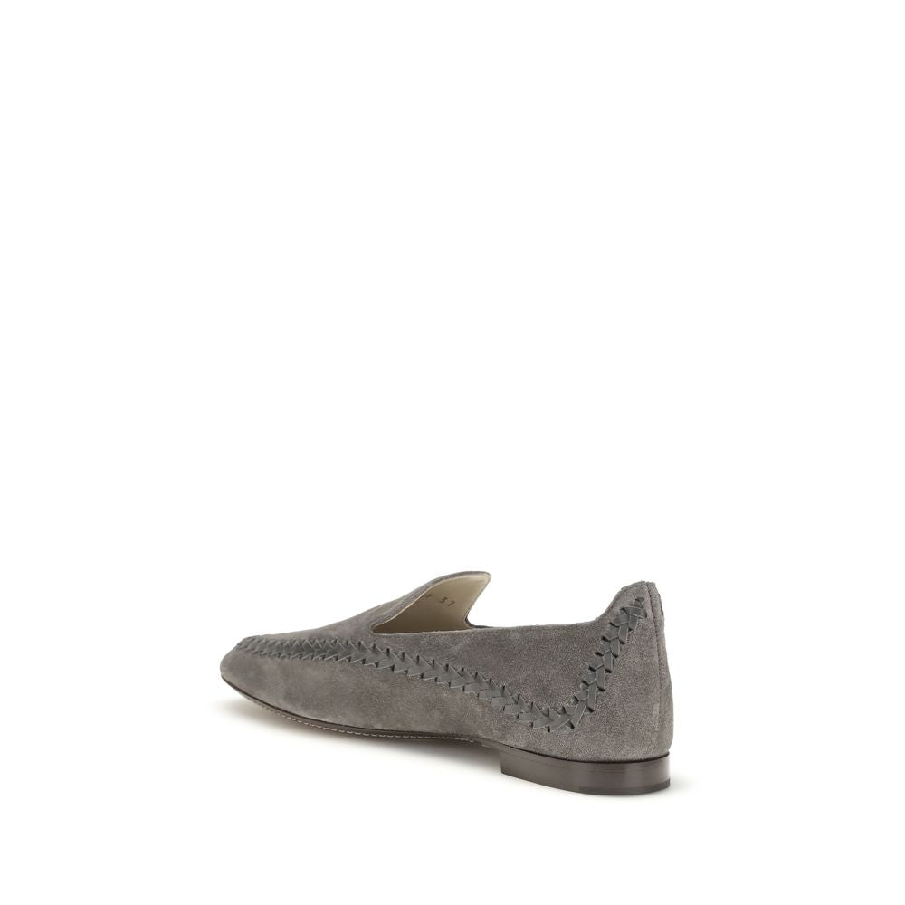 Mocassini slip-on Giorgio Armani in pelle di vitello grigia Bos Taurus