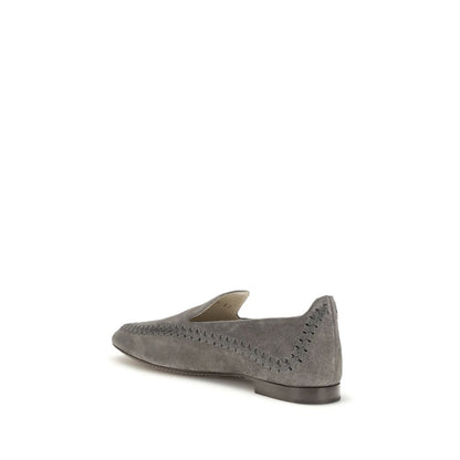 Mocassini slip-on Giorgio Armani in pelle di vitello grigia Bos Taurus