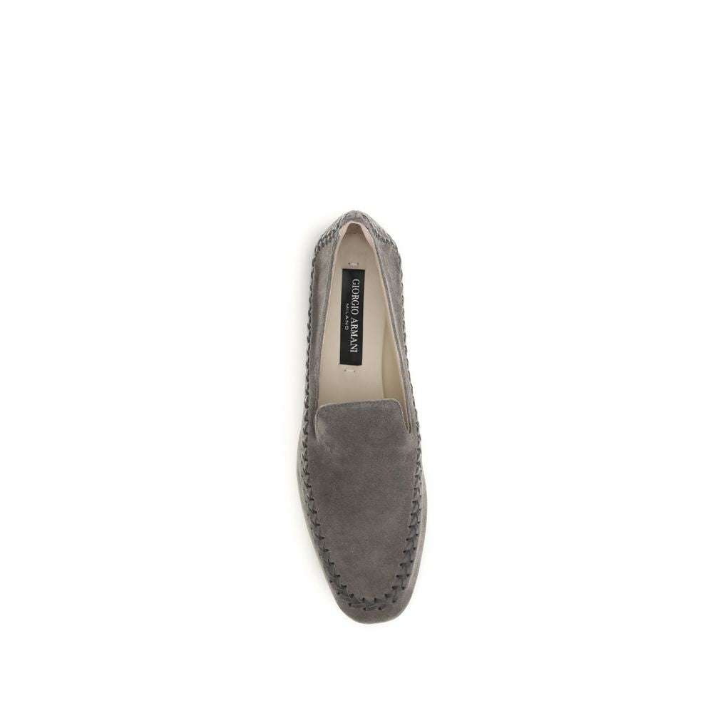 Mocassini slip-on Giorgio Armani in pelle di vitello grigia Bos Taurus