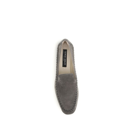 Mocassini slip-on Giorgio Armani in pelle di vitello grigia Bos Taurus