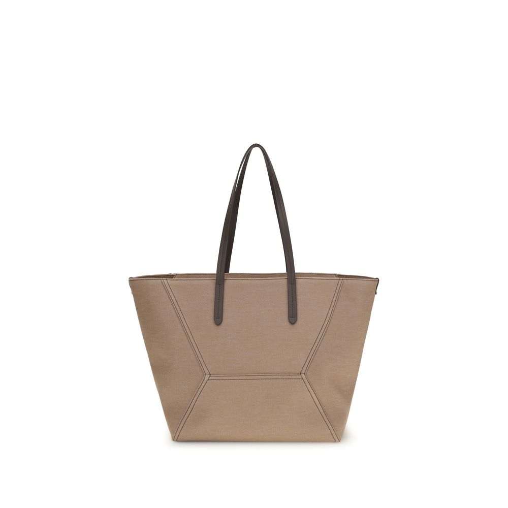 Borsa a tracolla Brunello Cucinelli in cotone beige