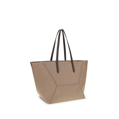 Brunello Cucinelli Beige Cotton Shoulder Bag