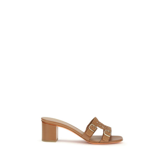 Sandali Santoni con plateau in pelle di vitello beige Bos Taurus
