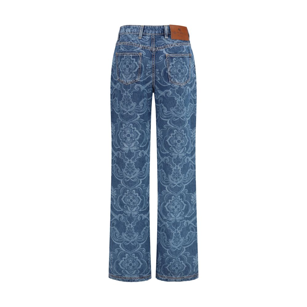 Etro Jeans mit weitem Bein aus blauer Baumwolle