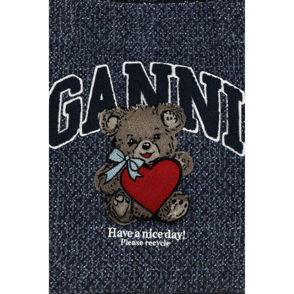 Sac bandoulière Ganni en coton bleu
