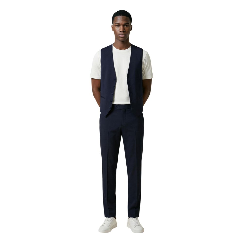Mulish Blue Polyester Three-Piece Suit